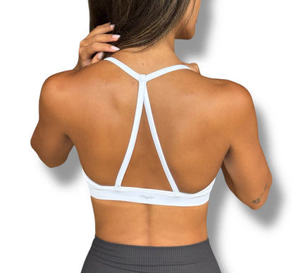 Minimal T-Strap Sports Bra - White