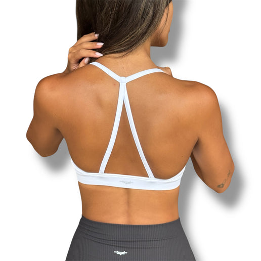 Minimal T-Strap Sports Bra - White