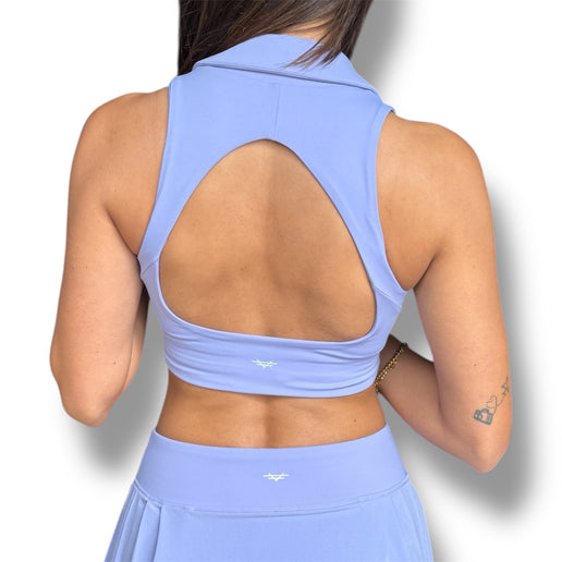 Open Back Polo Padded Crop Top