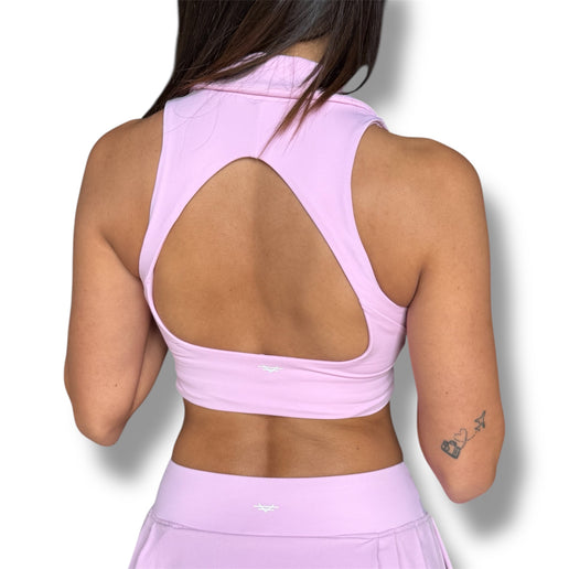 Open Back Polo Padded Crop Top