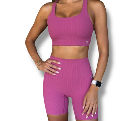 Soft Rib Biker Shorts - Classic Rose