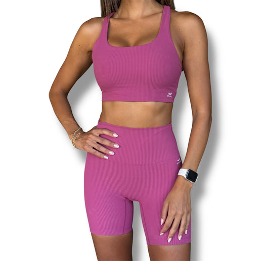 Strappy Back Rib Crop Top - Classic Rose