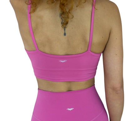 Simple Padded Crop Top - Pink Lychee