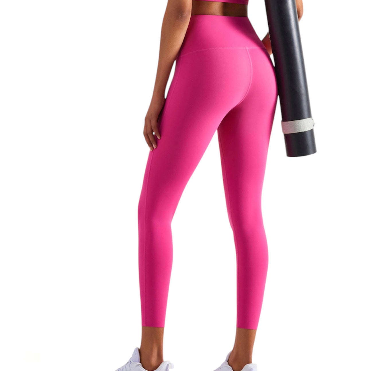 Seamless Front Basic Leggings - Pink Lychee