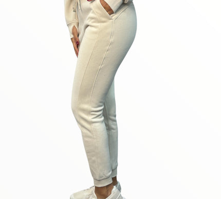 Fitted Fleece Joggers - Ivory