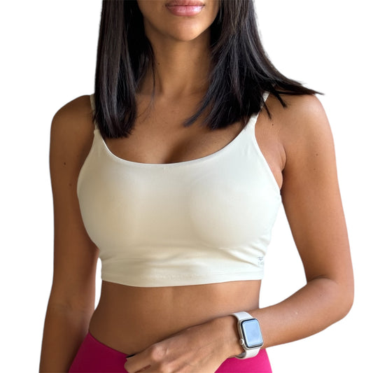 Simple Padded Crop Top - Beige