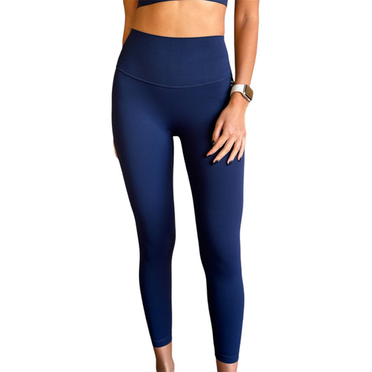 Seamless Front Basic Leggings - Midnight Blue