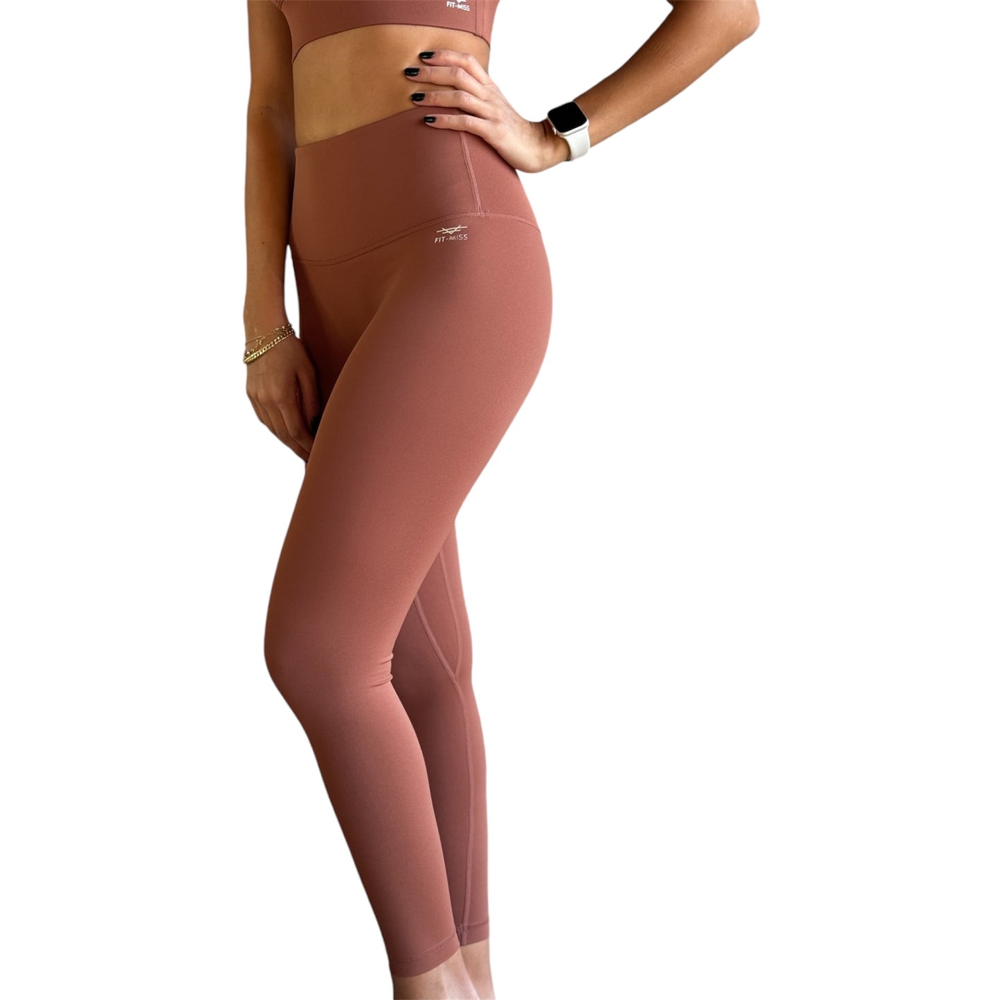 Seamless Front Basic Leggings - Ancient Copper