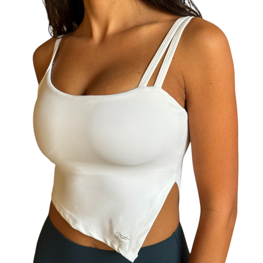 Side Split Top - White