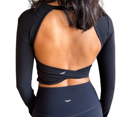 Open Back Crop Top - Black
