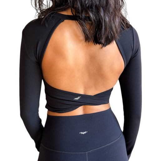 Open Back Crop Top - Black