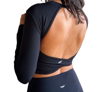 Open Back Crop Top - Black