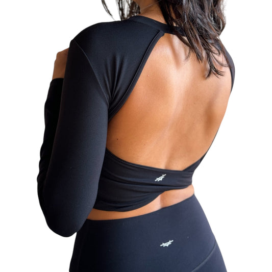 Open Back Crop Top - Black