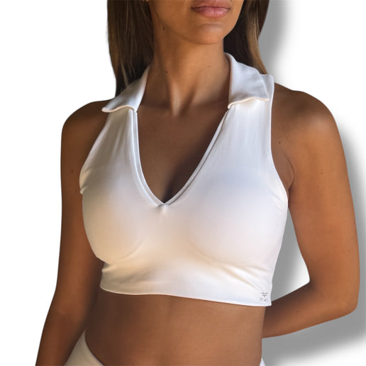 Open Back Polo Padded Crop Top