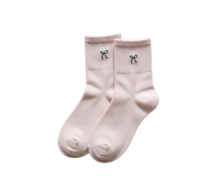 Bow Ribbed Crew Socks