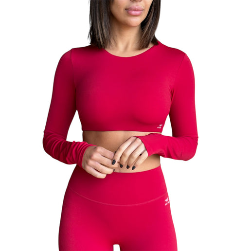 Minimal Long Sleeve Padded Crop Top