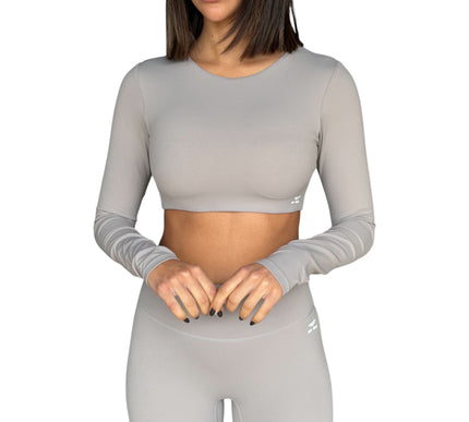 Minimal Long Sleeve Padded Crop Top