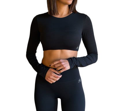 Minimal Long Sleeve Padded Crop Top