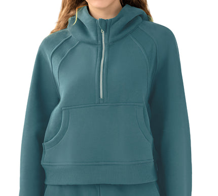 Half-Zip Fleece Hoodie - Green
