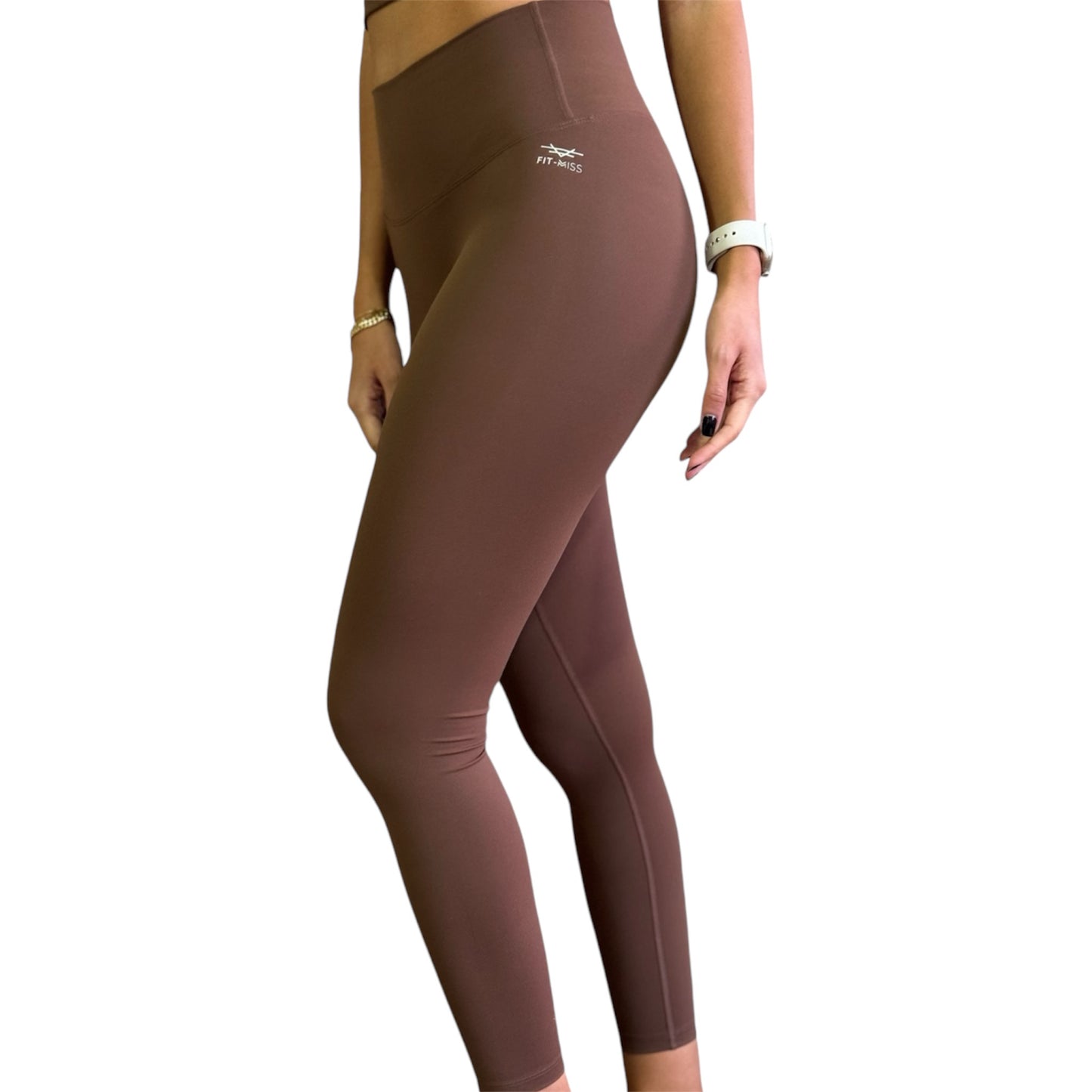 Seamless Front Basic Leggings - Coffee