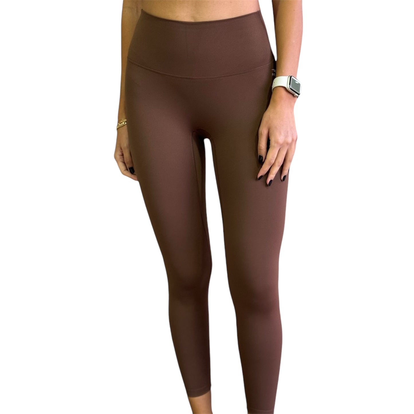 Seamless Front Basic Leggings - Coffee