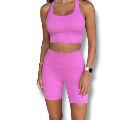 Strappy Back Rib Crop Top - Classic Rose