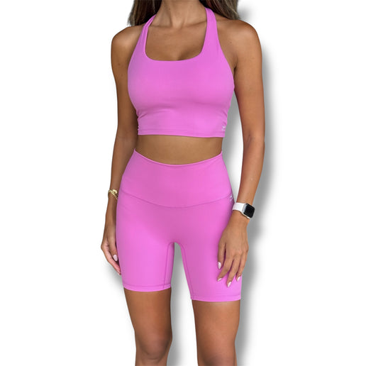 Strappy Back Rib Crop Top - Classic Rose