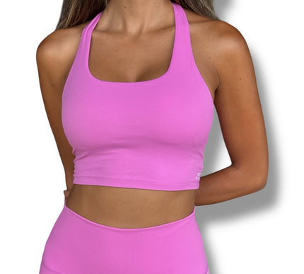 Strappy Back Rib Crop Top - Classic Rose