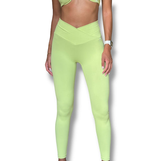 Slightly Thicker V-Leggings - Lime Green