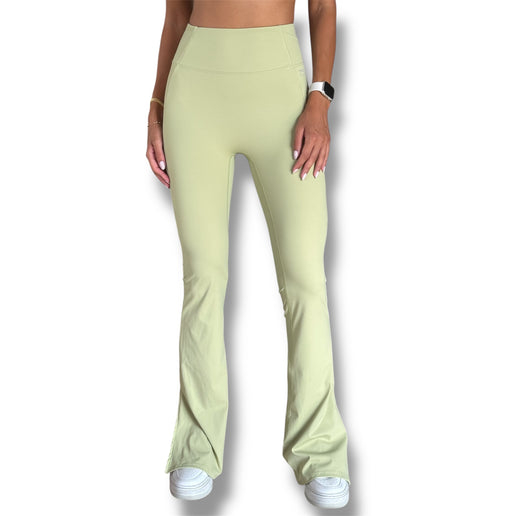 Side Slit Flare Leggings - Avocado Green
