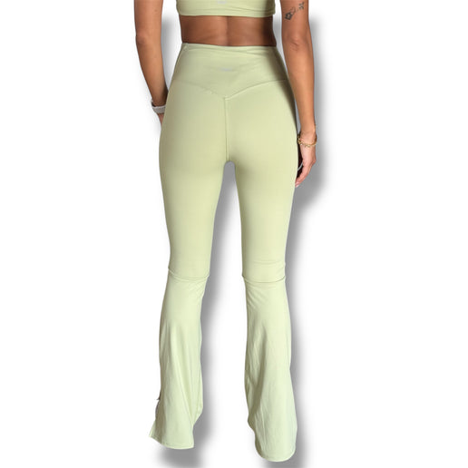 Side Slit Flare Leggings - Avocado Green