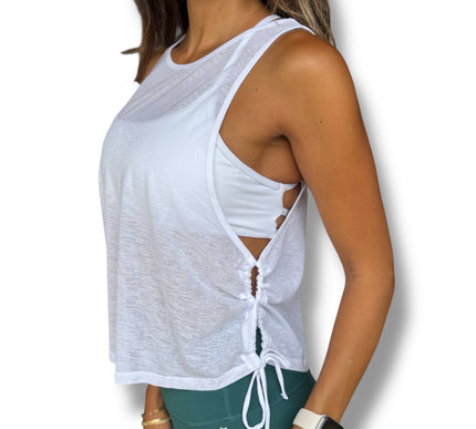 Side Tie Featherlight Tank - White