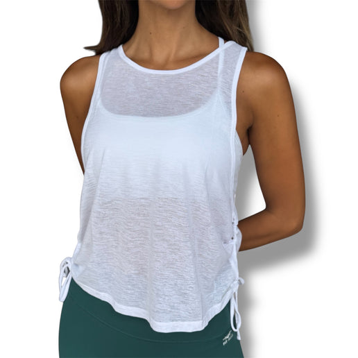 Side Tie Featherlight Tank - White