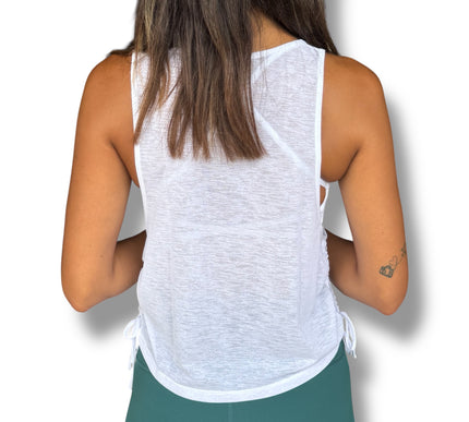 Side Tie Featherlight Tank - White