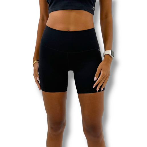 Contrast Trim Biker Shorts - Black
