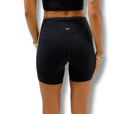 Contrast Trim Biker Shorts - Black