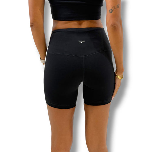 Contrast Trim Biker Shorts - Black