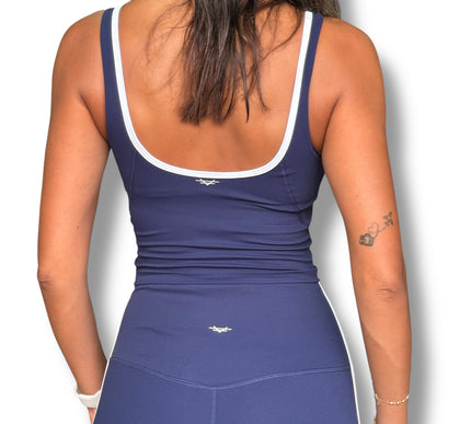 Contrast Trim Padded Tank - Navy
