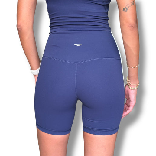 Contrast Trim Biker Shorts - Navy