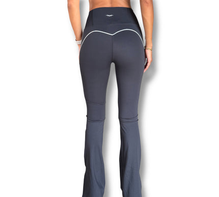 Side Slit Flare Contour Leggings - Black