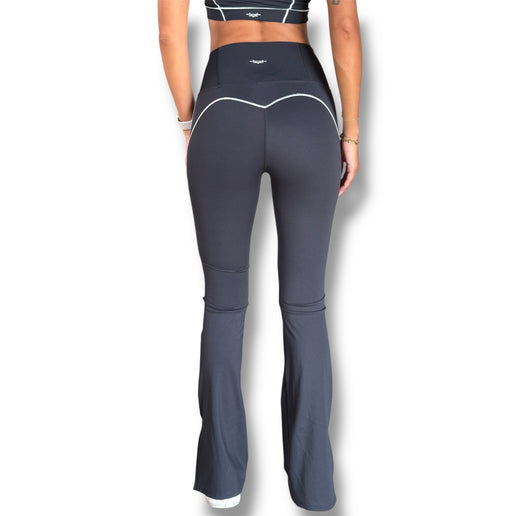 Side Slit Flare Contour Leggings - Black