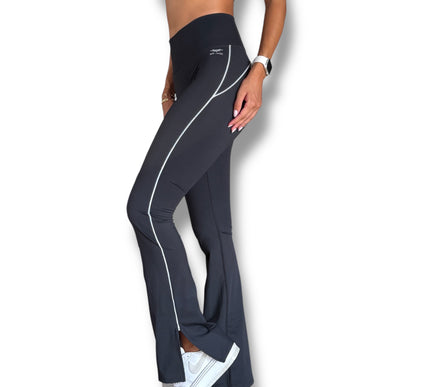 Side Slit Flare Contour Leggings - Black