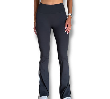 Side Slit Flare Contour Leggings - Black