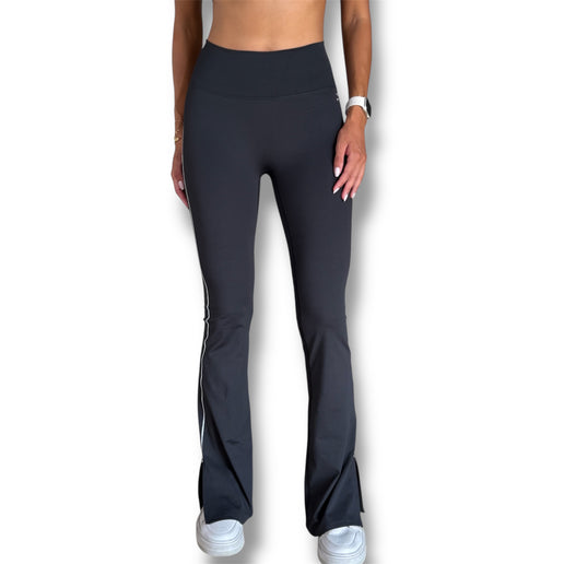 Side Slit Flare Contour Leggings - Black