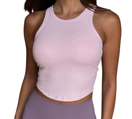Ribbed Racerback Padded Top : Orchid Blush