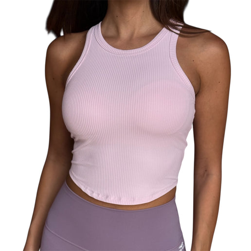 Ribbed Racerback Padded Top : Orchid Blush
