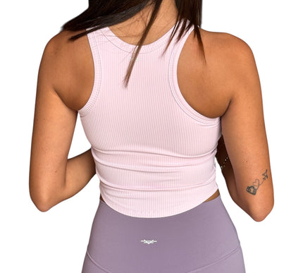 Ribbed Racerback Padded Top : Orchid Blush