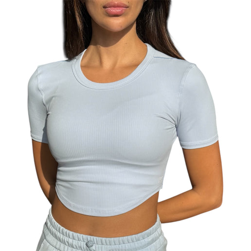 Soft Rib Cropped Tee - Baby Blue