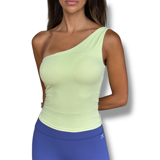 One Shoulder Padded Top - Grape Green
