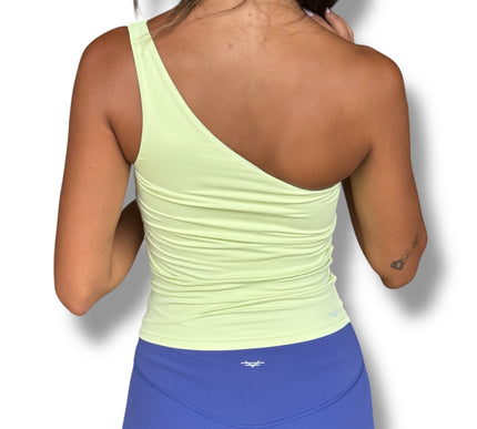One Shoulder Padded Top - Grape Green